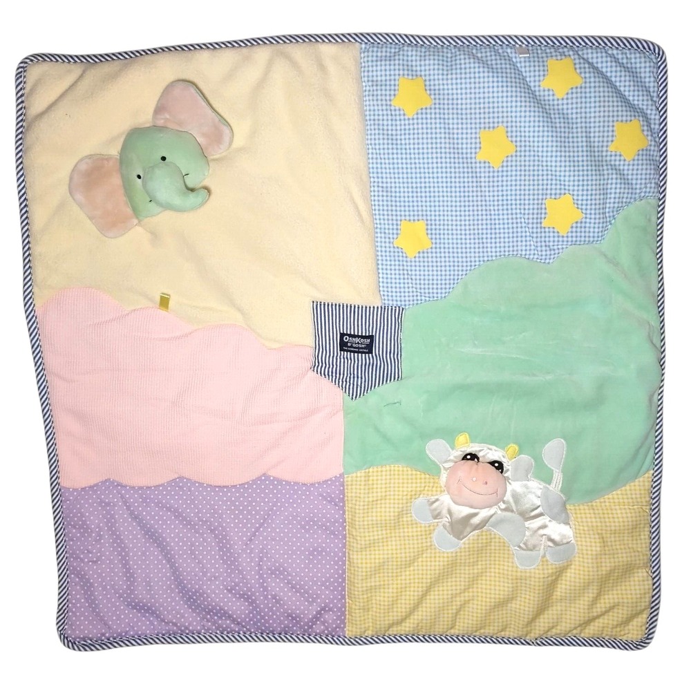 Vtg Oshkosh Baby Playmat Toys R Us Cow Elephant Stars 2000 Stripe‎ Activity